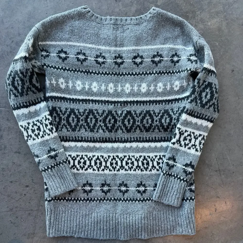 Vintage Y2K American Eagle Outfitters Fair Isle Nordic Knit Cozy Sweater Small - Picture 2 of 5